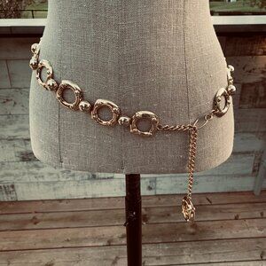 Vintage Gold Metallic Chain Boho Chic Statement Retro Hip Waist Belt